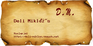 Deli Miklós névjegykártya